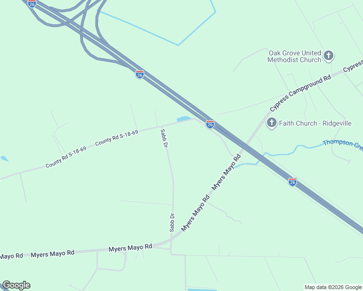 map of restaurants, bars, coffee shops, grocery stores, and more near State Road S-8-305 in Ridgeville