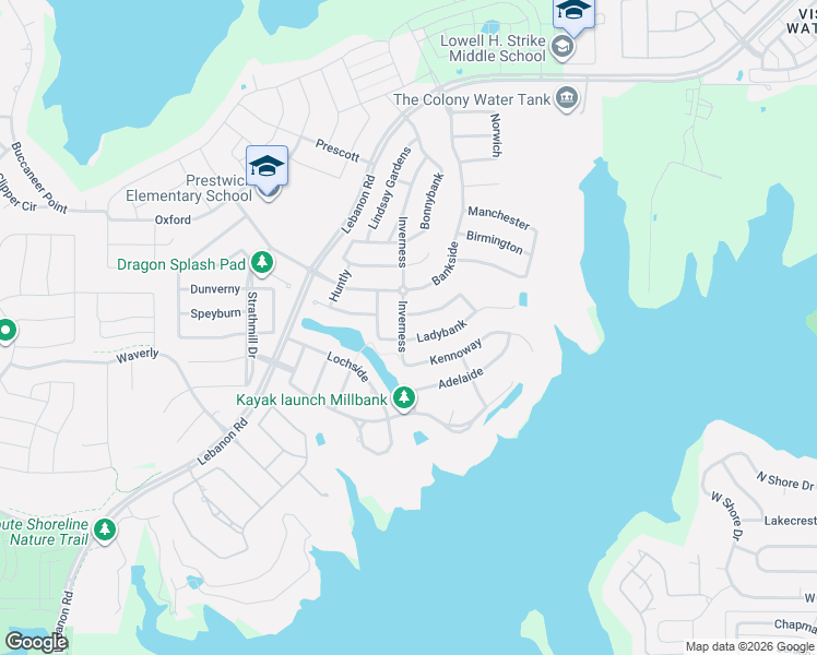 map of restaurants, bars, coffee shops, grocery stores, and more near 7900 Inverness in The Colony