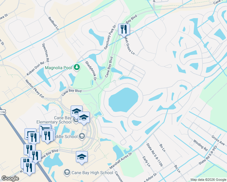 map of restaurants, bars, coffee shops, grocery stores, and more near 129 Decatur Drive in Summerville