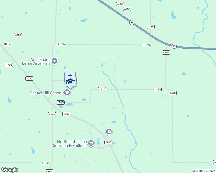 map of restaurants, bars, coffee shops, grocery stores, and more near 571 County Road 4825 in Cookville
