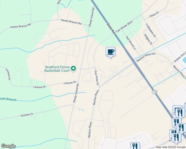 map of restaurants, bars, coffee shops, grocery stores, and more near 160 Hayworth Road in Summerville