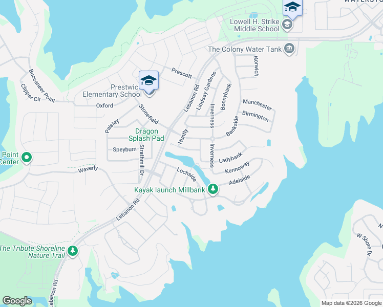 map of restaurants, bars, coffee shops, grocery stores, and more near 3420 Dunbar Court in The Colony