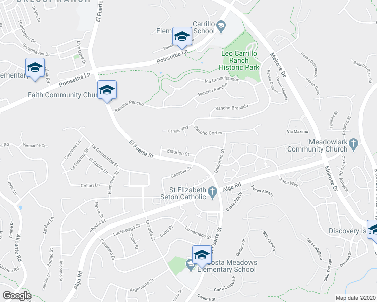 map of restaurants, bars, coffee shops, grocery stores, and more near 2848 Esturion Street in Carlsbad