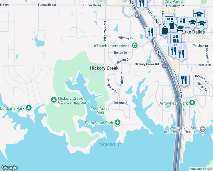 map of restaurants, bars, coffee shops, grocery stores, and more near 231 Livingston Drive in Hickory Creek
