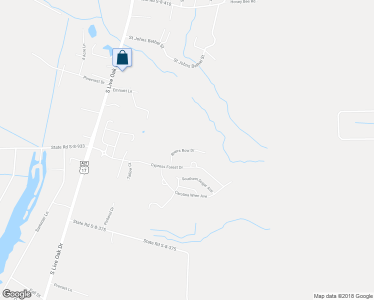 map of restaurants, bars, coffee shops, grocery stores, and more near Rivers Row Drive in Moncks Corner