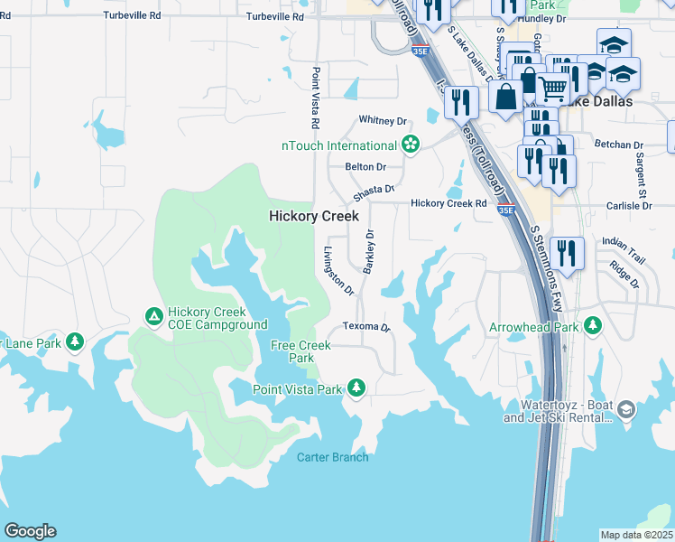 map of restaurants, bars, coffee shops, grocery stores, and more near 231 Livingston Dr in Hickory Creek
