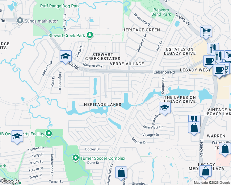 map of restaurants, bars, coffee shops, grocery stores, and more near 4123 Constitution Dr in Frisco