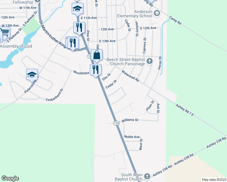 map of restaurants, bars, coffee shops, grocery stores, and more near 107 Dogwood Drive in Crossett