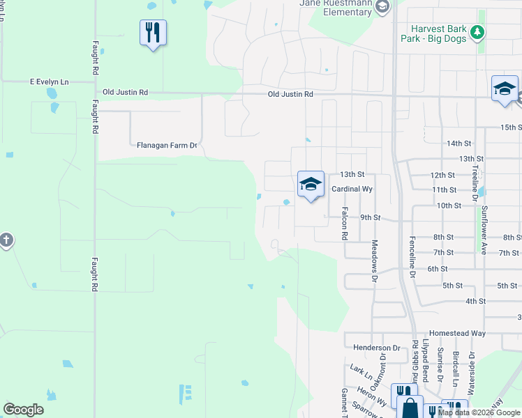map of restaurants, bars, coffee shops, grocery stores, and more near 2304 Blackrail Court in Northlake