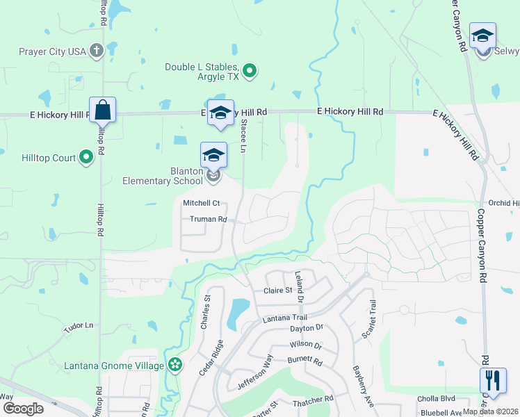 map of restaurants, bars, coffee shops, grocery stores, and more near 9408 Olive Court in Argyle