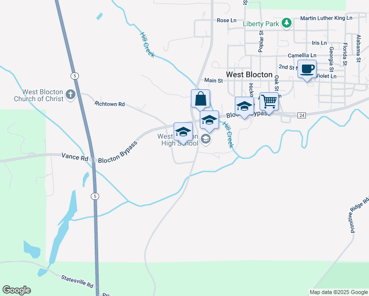 map of restaurants, bars, coffee shops, grocery stores, and more near 4721 Truman Aldrich Parkway in West Blocton