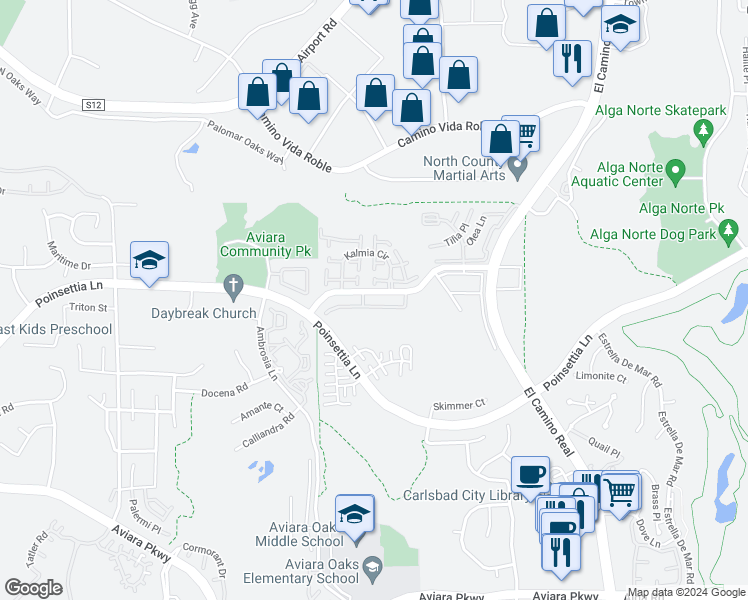 map of restaurants, bars, coffee shops, grocery stores, and more near 1710 Fairlead Avenue in Carlsbad
