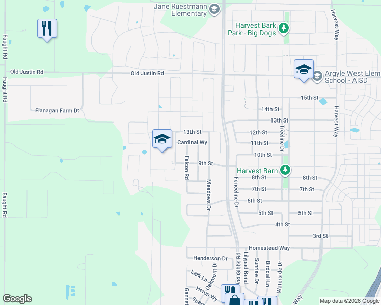 map of restaurants, bars, coffee shops, grocery stores, and more near 900 Dove Cove in Northlake