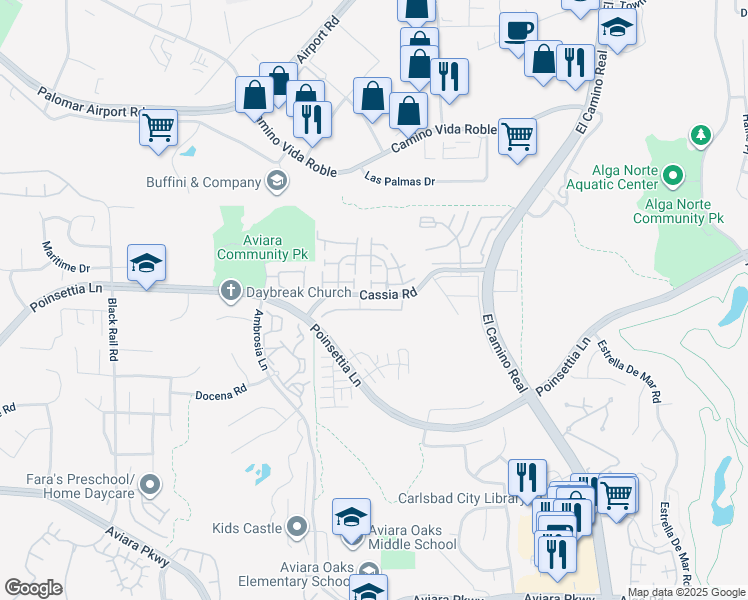 map of restaurants, bars, coffee shops, grocery stores, and more near 1710 Fairlead Avenue in Carlsbad