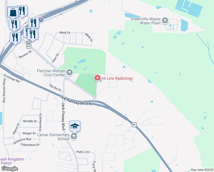 map of restaurants, bars, coffee shops, grocery stores, and more near 5508 Glenlivet Place in Greenville