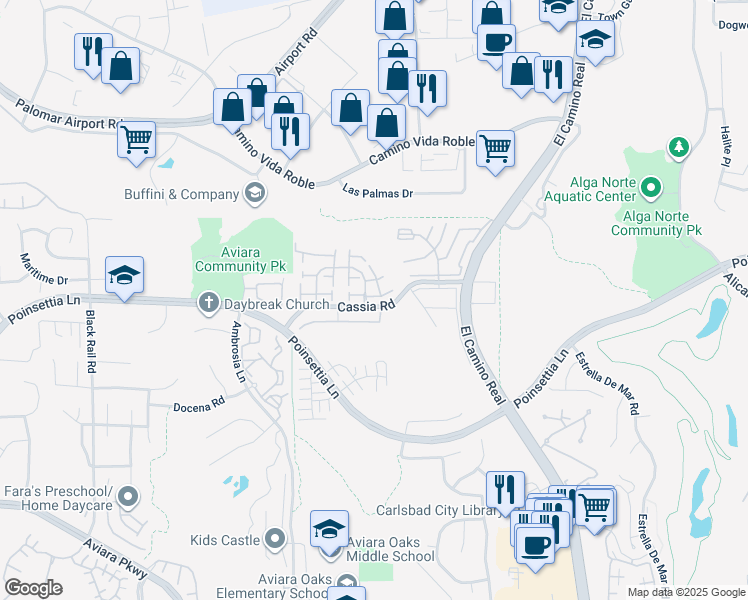 map of restaurants, bars, coffee shops, grocery stores, and more near 1769 Callisia Court in Carlsbad