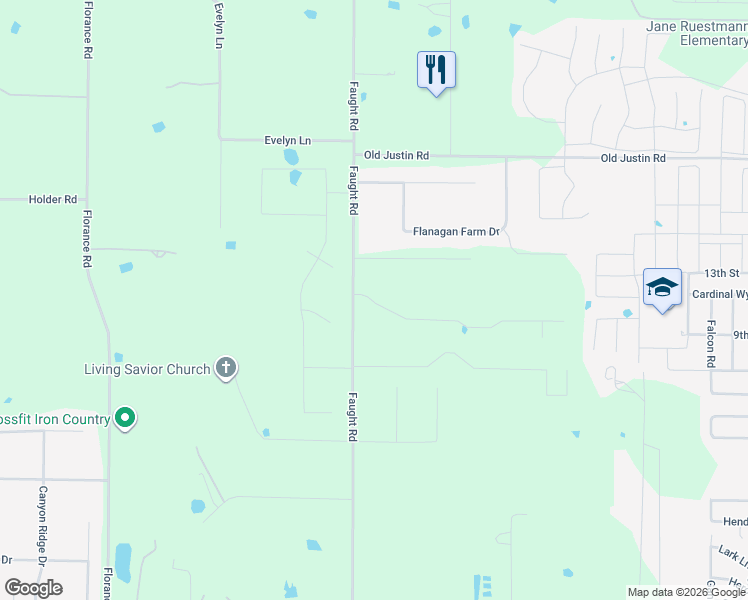 map of restaurants, bars, coffee shops, grocery stores, and more near 880 Faught Road in Argyle