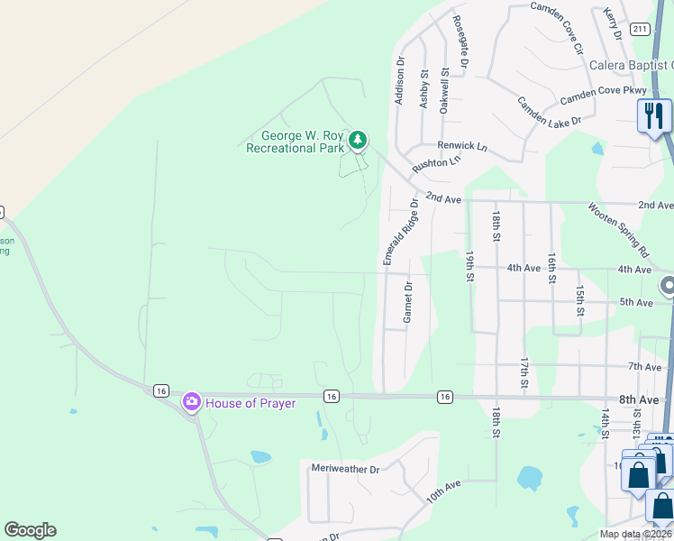 map of restaurants, bars, coffee shops, grocery stores, and more near 1072 Emerald Ridge Drive in Calera