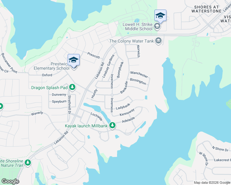 map of restaurants, bars, coffee shops, grocery stores, and more near 3512 Kirkfield Court in The Colony