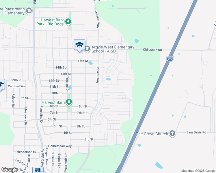 map of restaurants, bars, coffee shops, grocery stores, and more near 828 10th Street in Argyle