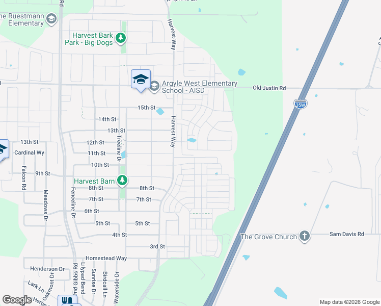 map of restaurants, bars, coffee shops, grocery stores, and more near 828 10th Street in Argyle