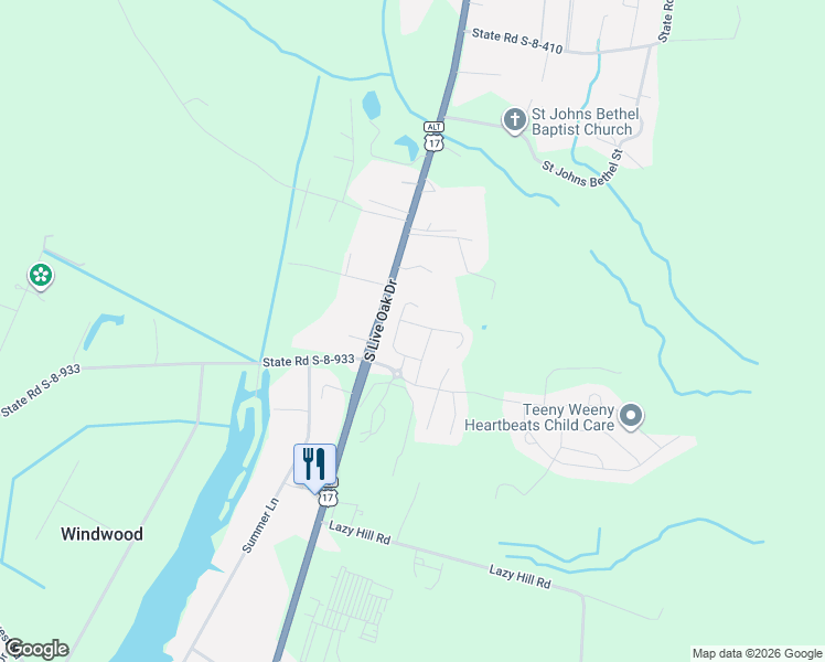 map of restaurants, bars, coffee shops, grocery stores, and more near 208 Cypress Marsh Road in Moncks Corner