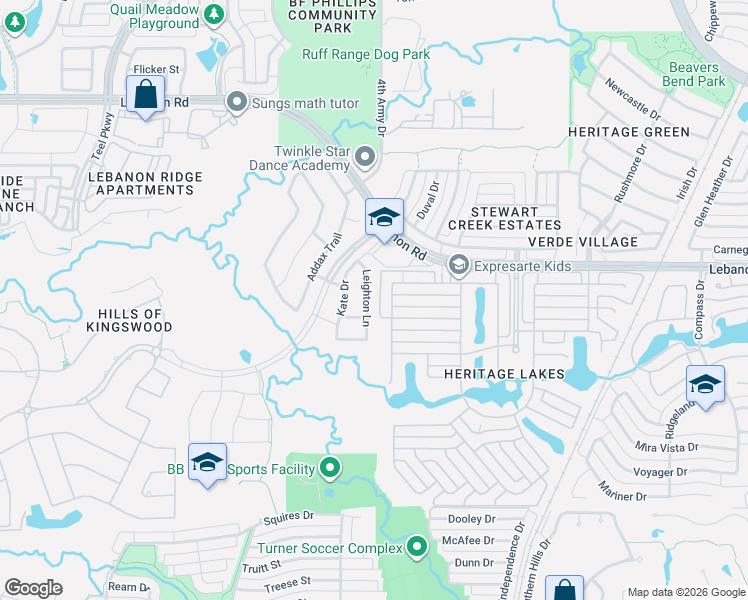map of restaurants, bars, coffee shops, grocery stores, and more near 4222 Leighton Lane in Frisco