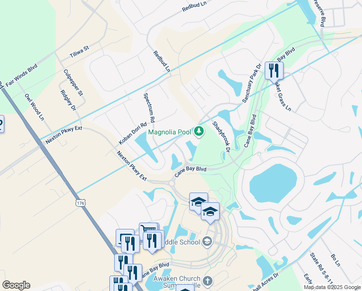 map of restaurants, bars, coffee shops, grocery stores, and more near 220 Daybreak Boulevard in Summerville