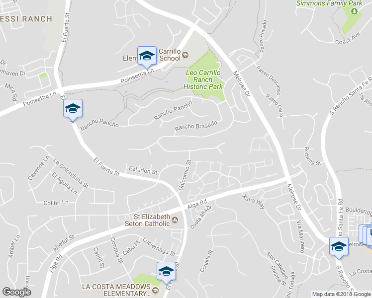 map of restaurants, bars, coffee shops, grocery stores, and more near 2886 Rancho Cortes in Carlsbad
