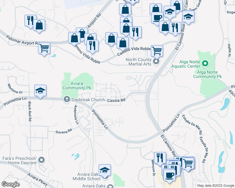 map of restaurants, bars, coffee shops, grocery stores, and more near 1769 Nerine Way in Carlsbad