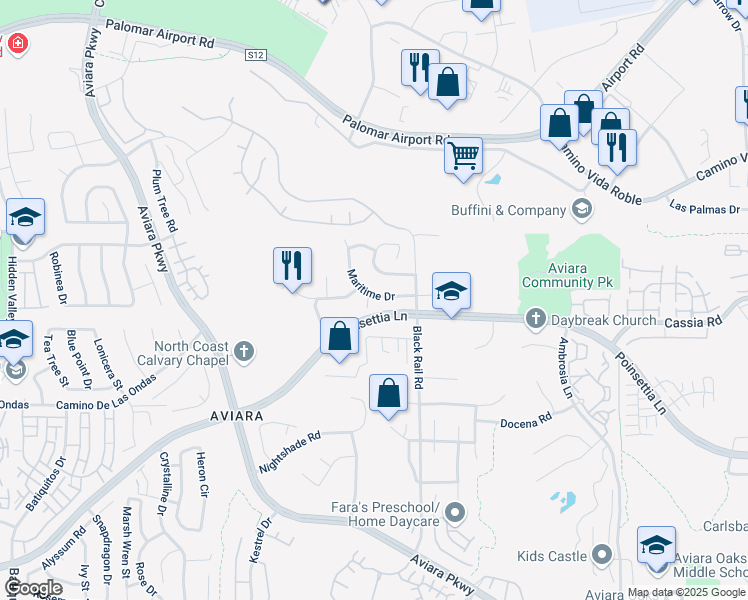 map of restaurants, bars, coffee shops, grocery stores, and more near 6494 Fairwater Place in Carlsbad