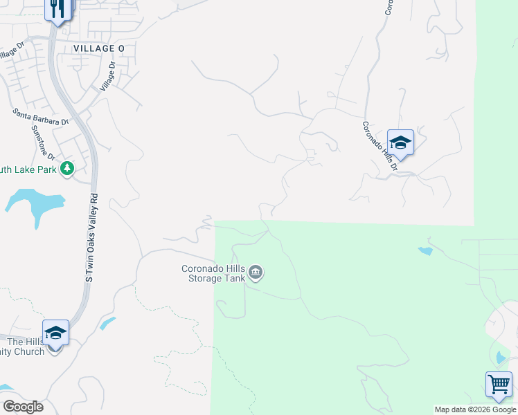 map of restaurants, bars, coffee shops, grocery stores, and more near 121 Washingtonia Drive in San Marcos