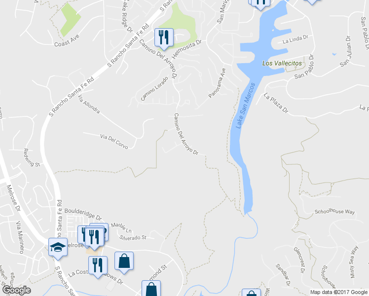 map of restaurants, bars, coffee shops, grocery stores, and more near 976 Camino Del Arroyo Drive in San Marcos