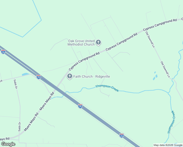 map of restaurants, bars, coffee shops, grocery stores, and more near 241 Hickory Hollow Lane in Ridgeville