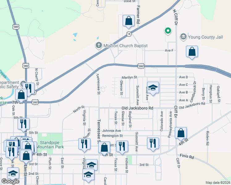 map of restaurants, bars, coffee shops, grocery stores, and more near 1114 Sage Circle in Graham
