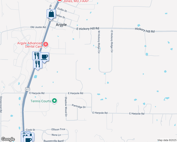 map of restaurants, bars, coffee shops, grocery stores, and more near 2740 Skivue Drive in Argyle