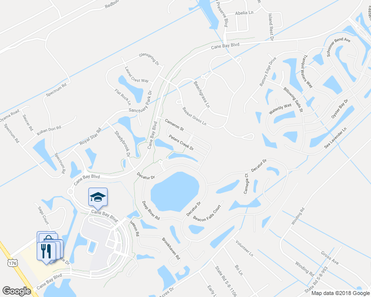 map of restaurants, bars, coffee shops, grocery stores, and more near 323 Peters Creek Drive in Summerville