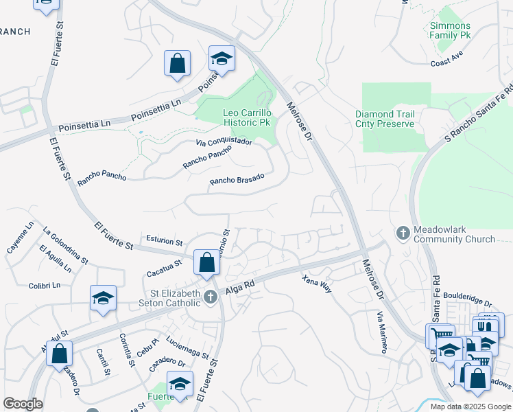 map of restaurants, bars, coffee shops, grocery stores, and more near 2930 Rancho Cortes in Carlsbad