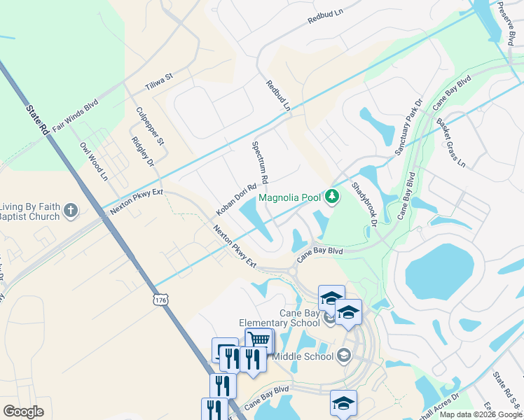 map of restaurants, bars, coffee shops, grocery stores, and more near 422 Spectrum Road in Summerville