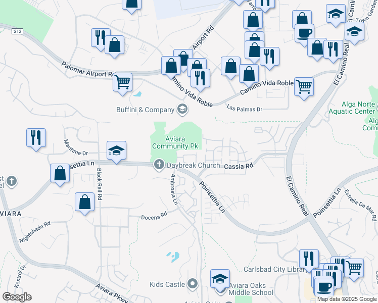 map of restaurants, bars, coffee shops, grocery stores, and more near 6467 Alexandri Circle in Carlsbad