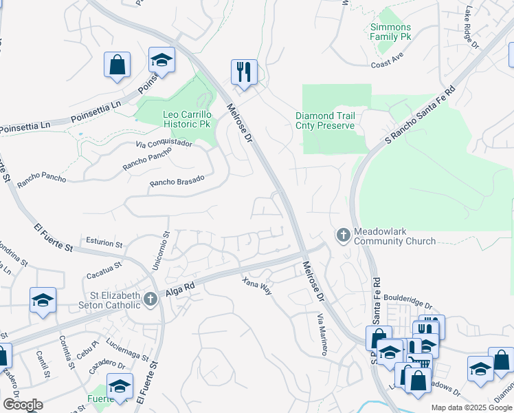 map of restaurants, bars, coffee shops, grocery stores, and more near 6417 Terraza Portico in Carlsbad