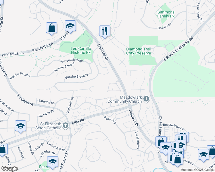 map of restaurants, bars, coffee shops, grocery stores, and more near 6408 Terraza Portico in Carlsbad