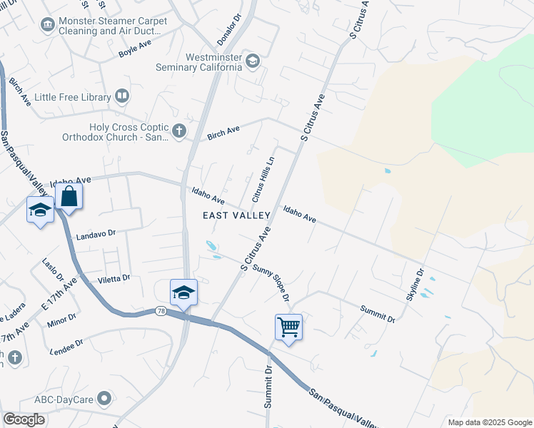 map of restaurants, bars, coffee shops, grocery stores, and more near 1700 South Citrus Avenue in Escondido