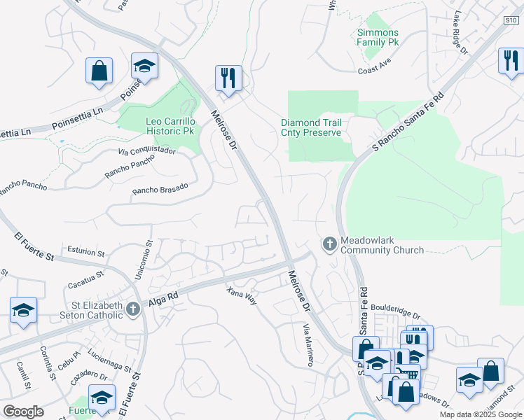 map of restaurants, bars, coffee shops, grocery stores, and more near 6469 Terraza Portico in Carlsbad