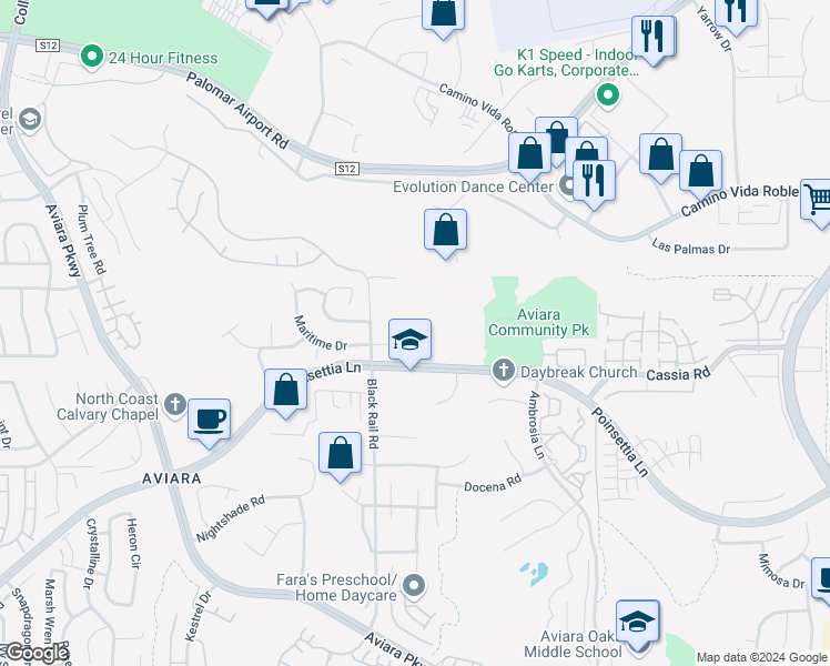 map of restaurants, bars, coffee shops, grocery stores, and more near 1632 Maritime Drive in Carlsbad