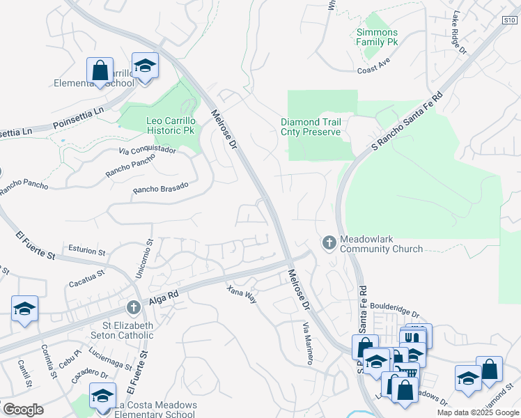 map of restaurants, bars, coffee shops, grocery stores, and more near 6471 Terraza Portico in Carlsbad