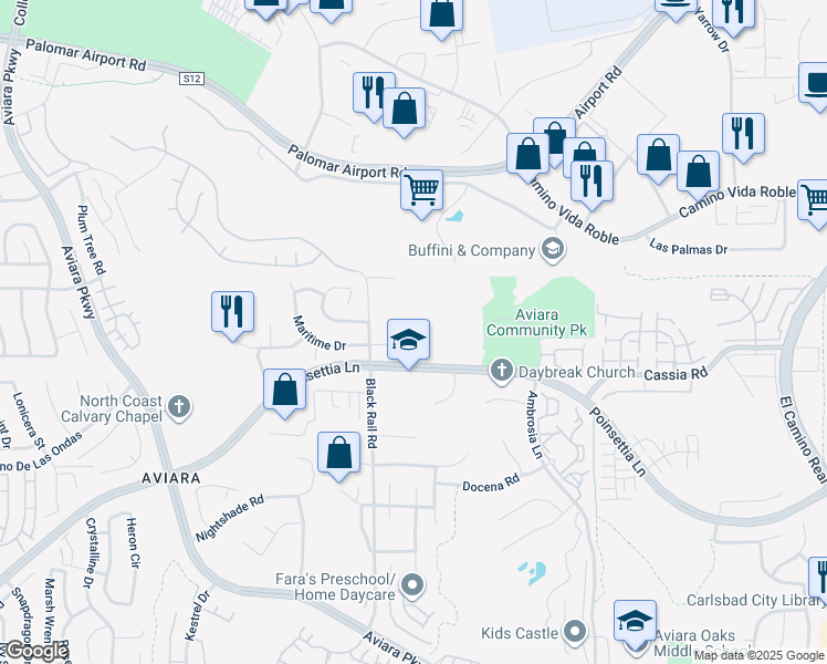 map of restaurants, bars, coffee shops, grocery stores, and more near 1632 Maritime Drive in Carlsbad