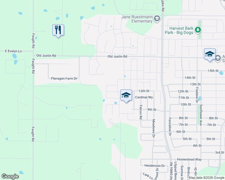map of restaurants, bars, coffee shops, grocery stores, and more near 2313 13th Street in Argyle