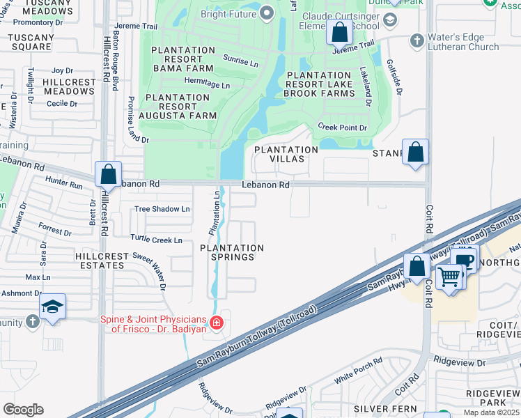 map of restaurants, bars, coffee shops, grocery stores, and more near 4292 Squaw Creek Drive in Frisco