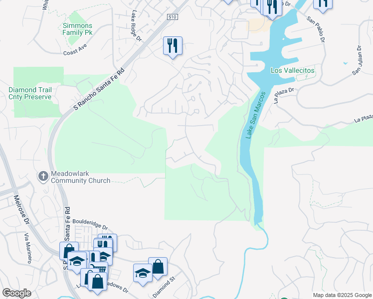 map of restaurants, bars, coffee shops, grocery stores, and more near 976 Camino Del Arroyo Drive in San Marcos